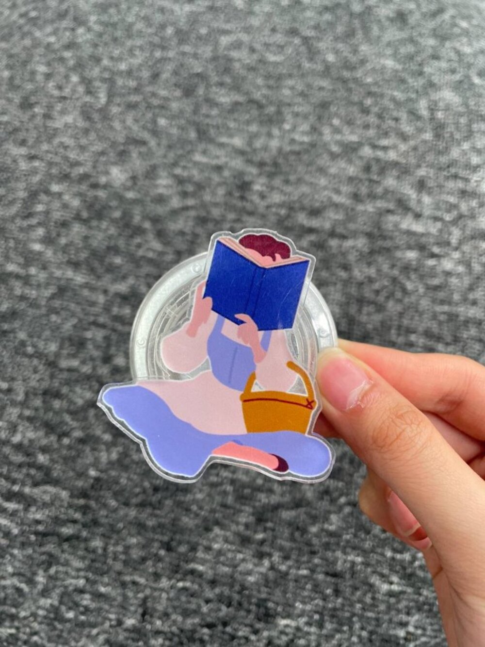 Cozy Reader Girl Phone Grip | Book Lover Aesthetic PopSocket | Cute Reading Phon